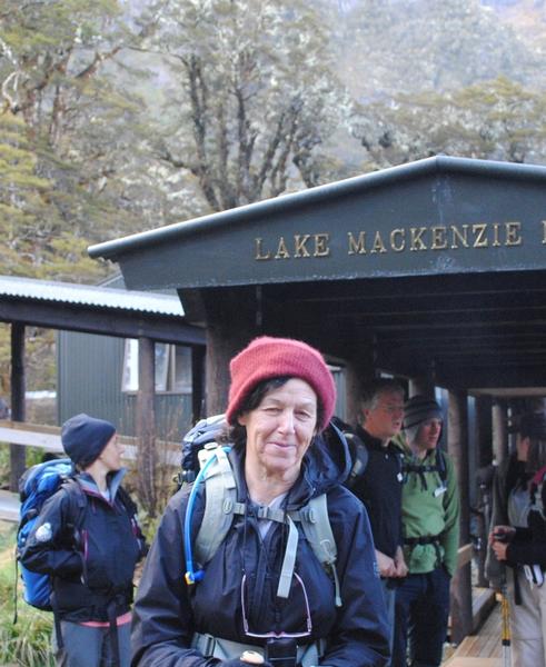 Margaret Mackenzie-Hooson at Lake Mackenzie Lodge on the Routeburn Track.